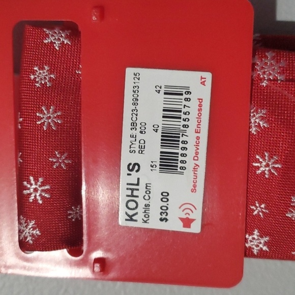 Bespoke accessory men's tie size one size holiday red snowflake snowflakes - Picture 4 of 11